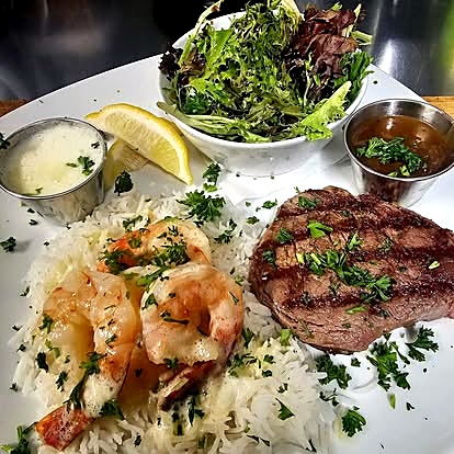 Crevettes et filet grillé du Bouc Émissaire